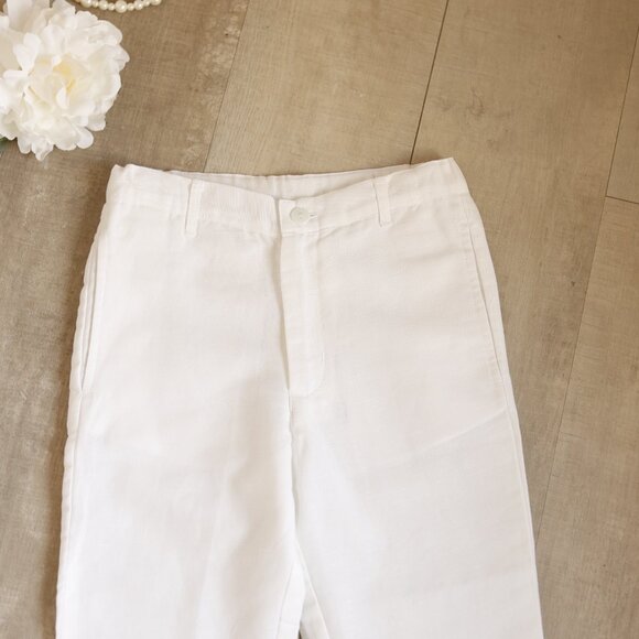 White Linen Pants Chino Fit Cotton Linen Adjustable Waist Size 4 RING BEARER NWT - Picture 3 of 8